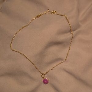 Kate Spade Gold Chain Necklace with Pink Crystal Pendant